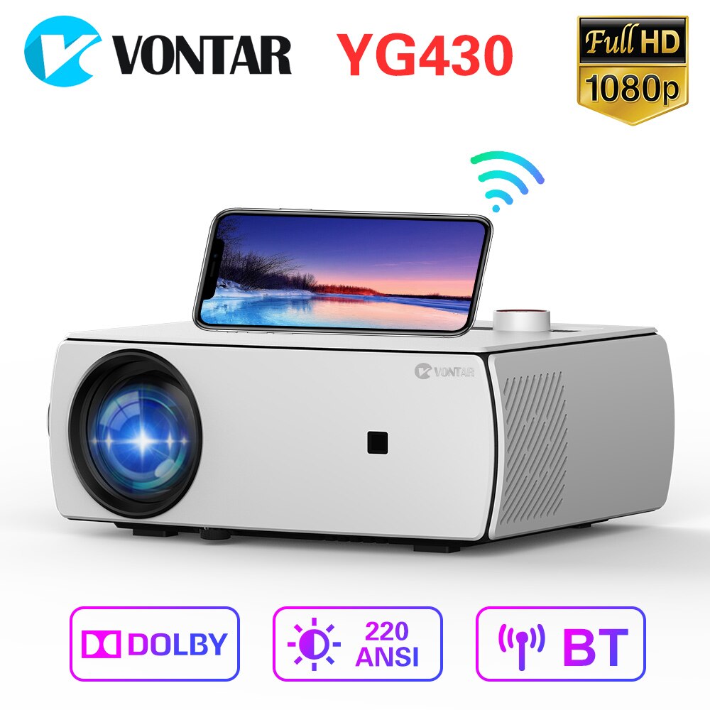 VONTAR Ʈ ȵ̵ ,  BT LED  Ȩ ó׸ 3D , Ƽ 1080p Ǯ HD 1920x1080P LCD YG433